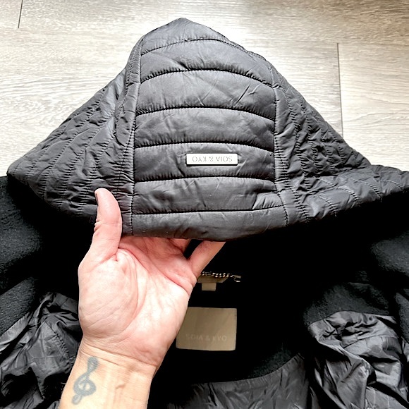 SOIA & KYO โข Mixed Fabric Winter Jacket Coat โข Size XS โข Puffer + Wool - Picture 9 of 16